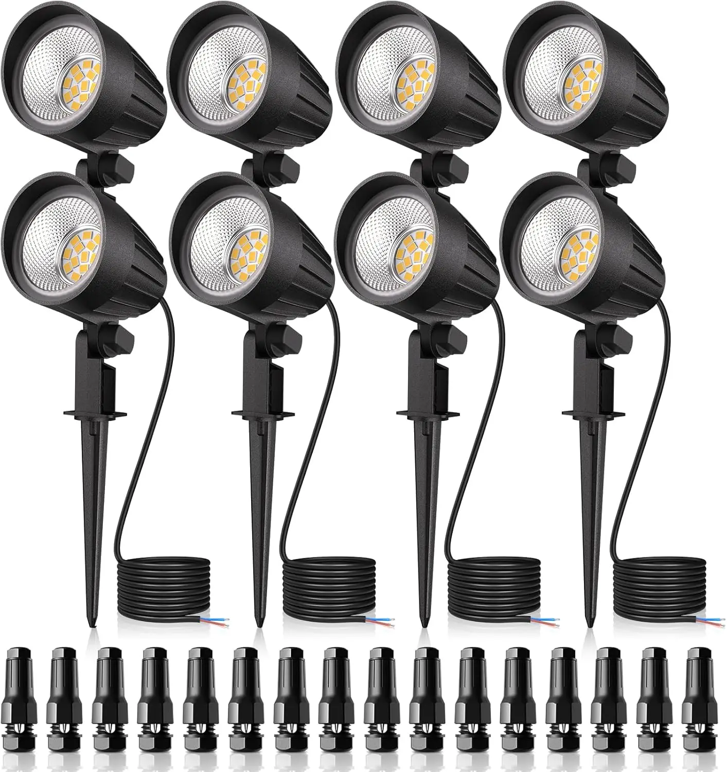 

7W 800lm Low Voltage LED Landscape Lights, 12V/24V IP66 Waterproof Outdoor Spotlights for Garden Pathway Yard (8 Pack)