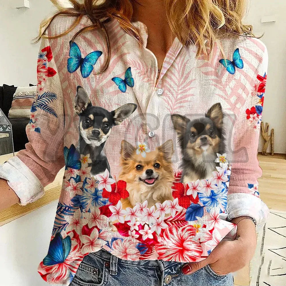 YX GIRL Doberman camicia Casual floreale tropicale camicia abbottonata stampata in 3D Casual Streewear unico