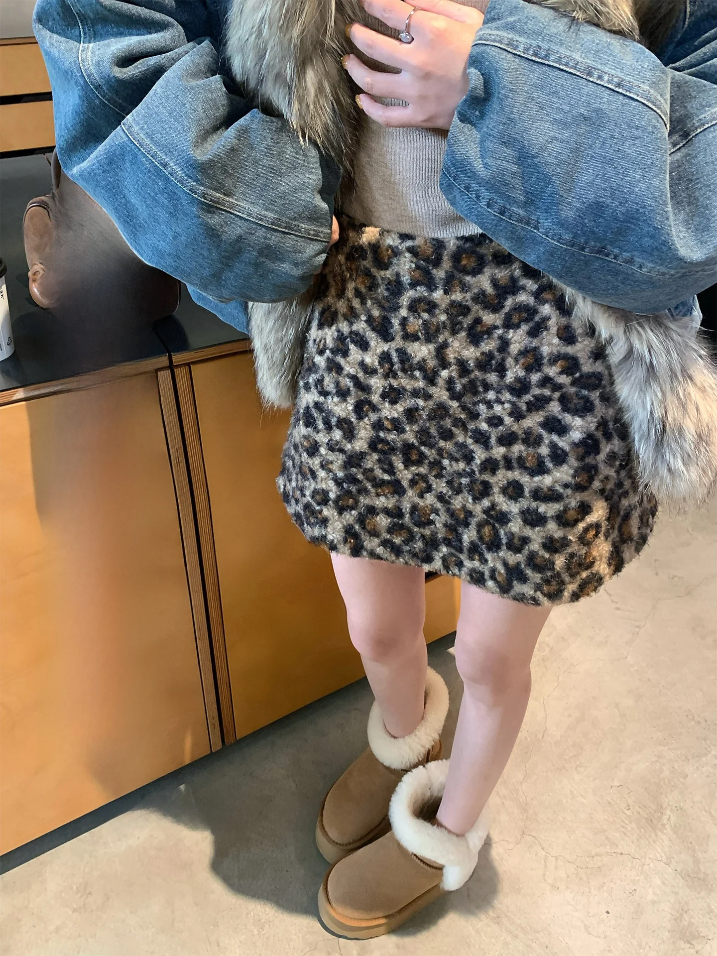 

Ретро-юбка А-силуэта с высокой талией и мягким леопардовым принтом для женщин, весна 2026, повседневная, облегающая, от MLS