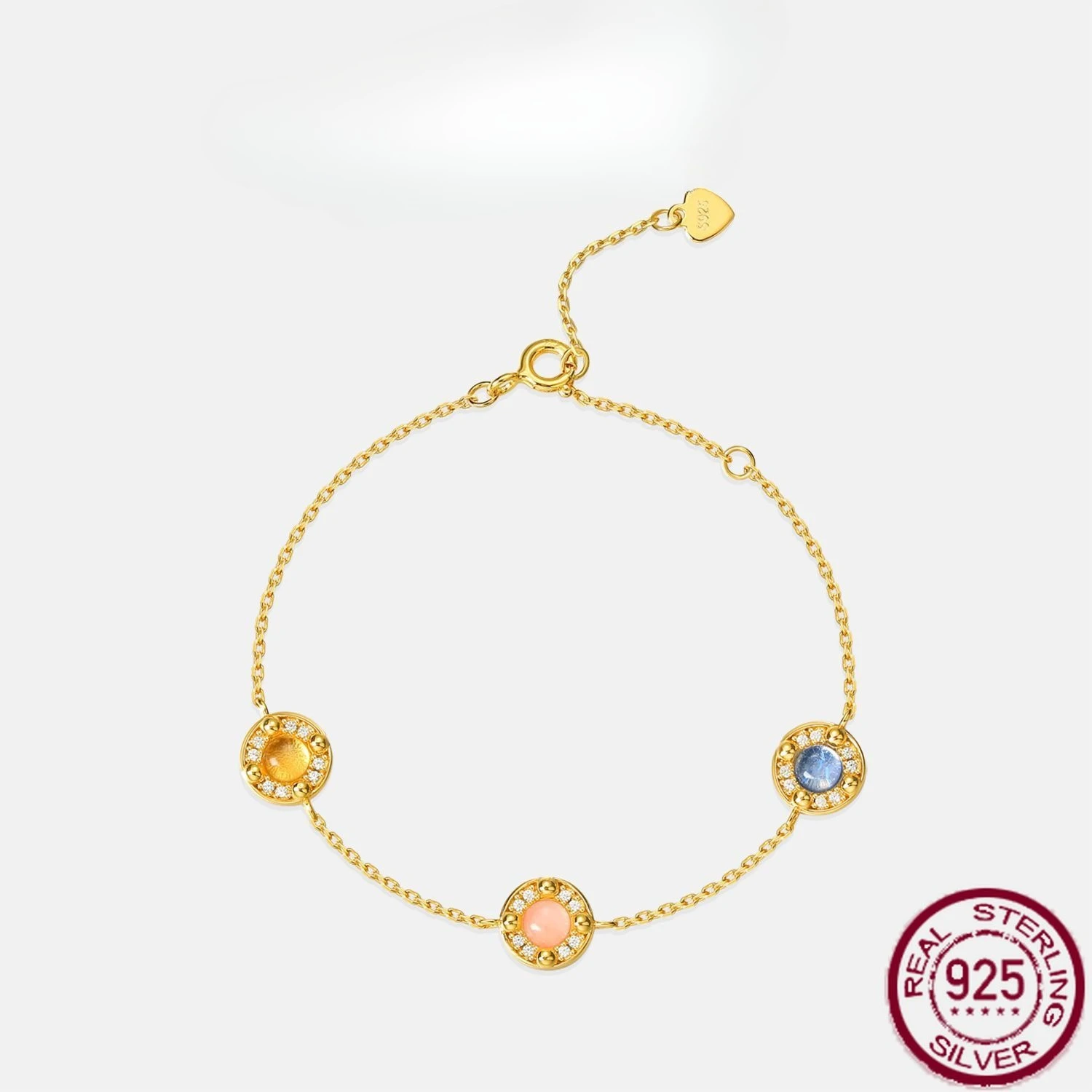 

New S925 sterling silver candy bracelet with geometric rainbow, simple, niche, light luxury, high-end, wedding jewelry