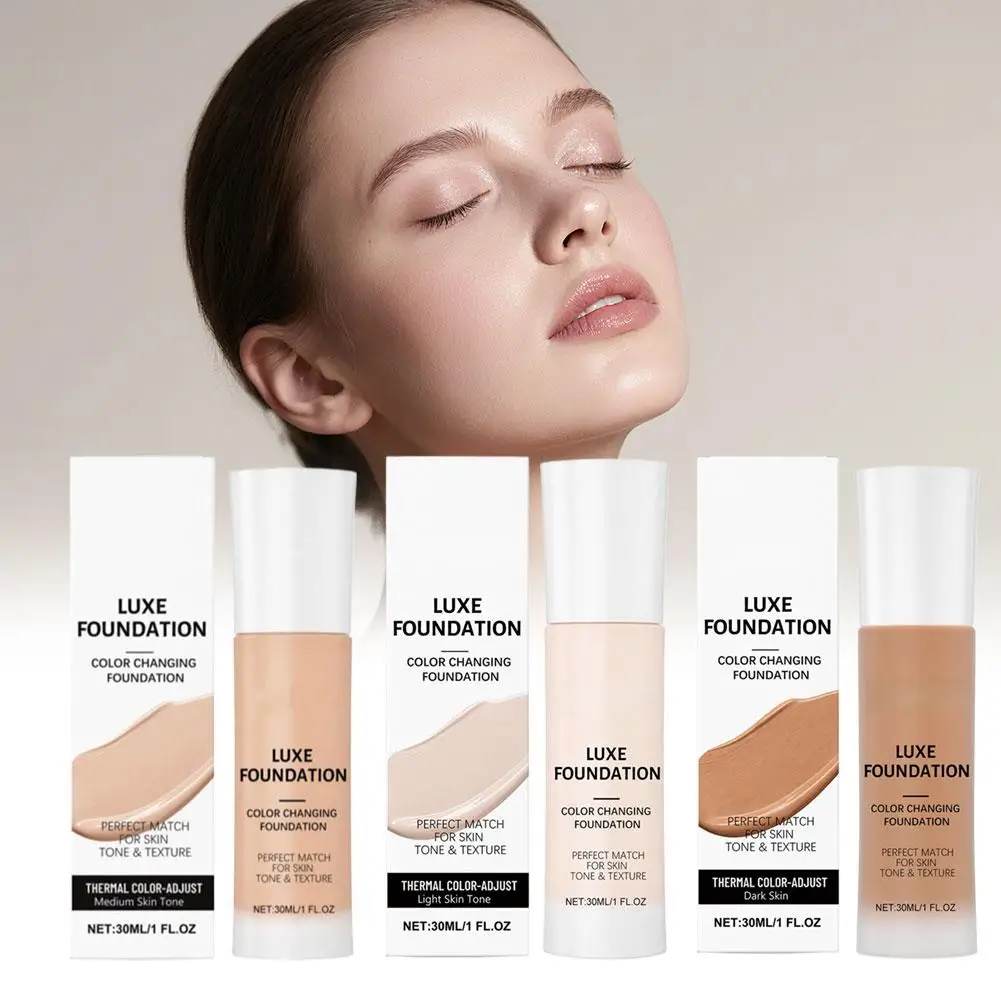 Base de Maquillaje de Lujo que Cambia de Color, Ligera, Resistente al Agua, Control de Grasa, Combinación Perfecta para Todos los Tonos de Piel, Maquillaje con Combinación de Tonos Inteligente