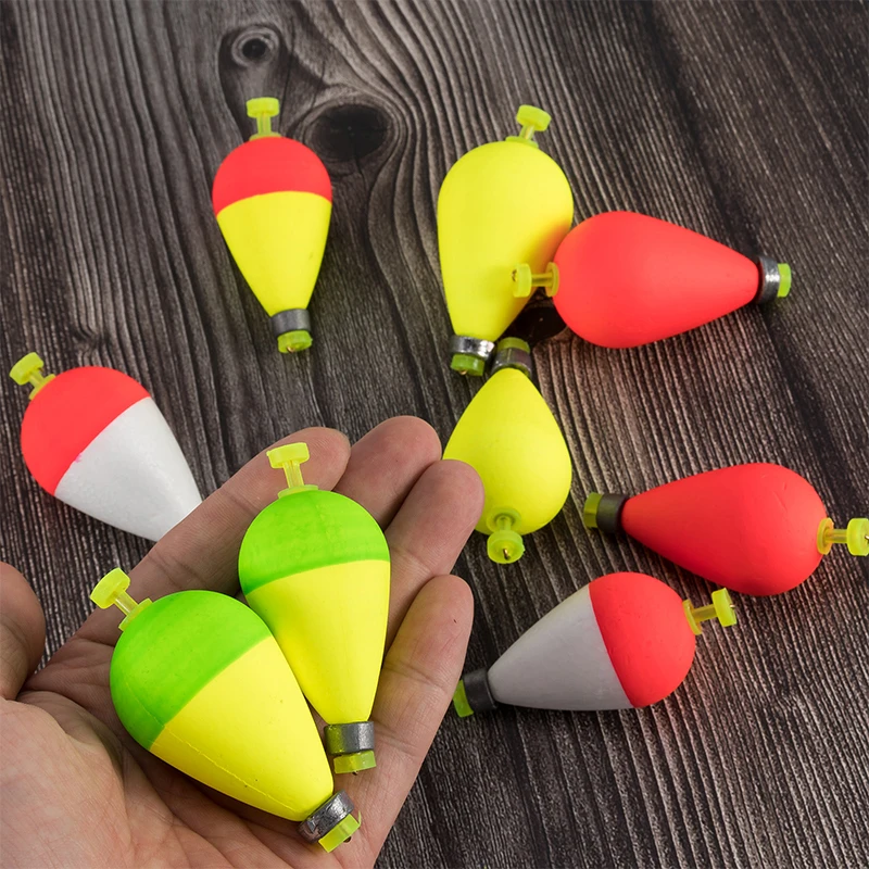 1PC Pear Shape Weighted Snap-on Floats Fishing Bobbers Oval Foam Fishing Corks For Bass Trout Crappie Panfish Freshwater Saltw