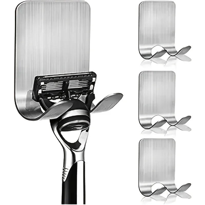 2 Stück schwarzer Rasiererhalter, wasserdicht, Edelstahl, ohne Bohren, Wandhaken, Badezimmer, Küche, langlebig, rostbeständig, Organizer