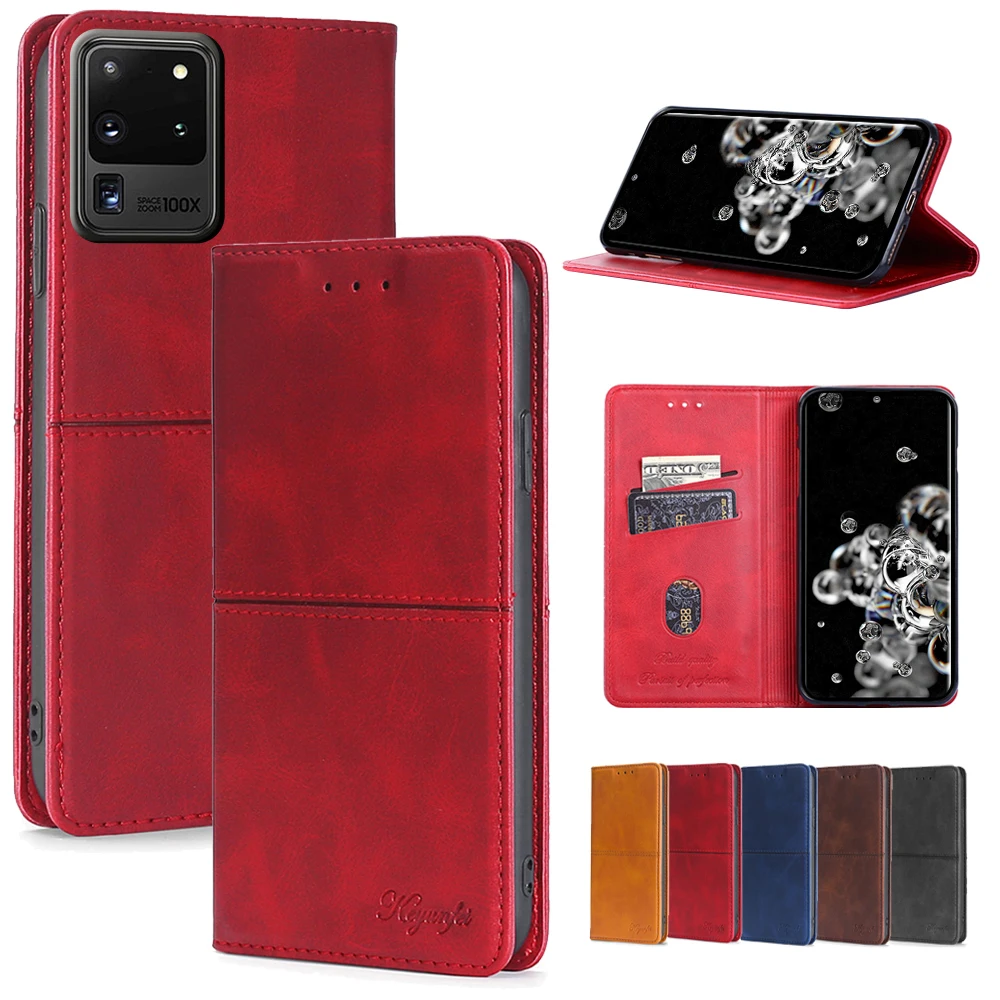 Business Logo embossed Magnetic Flip Phone Case For Samsung Galaxy S20 Ultra FE S10 S10E S9 S8 Plus Lite Leather Book Cover