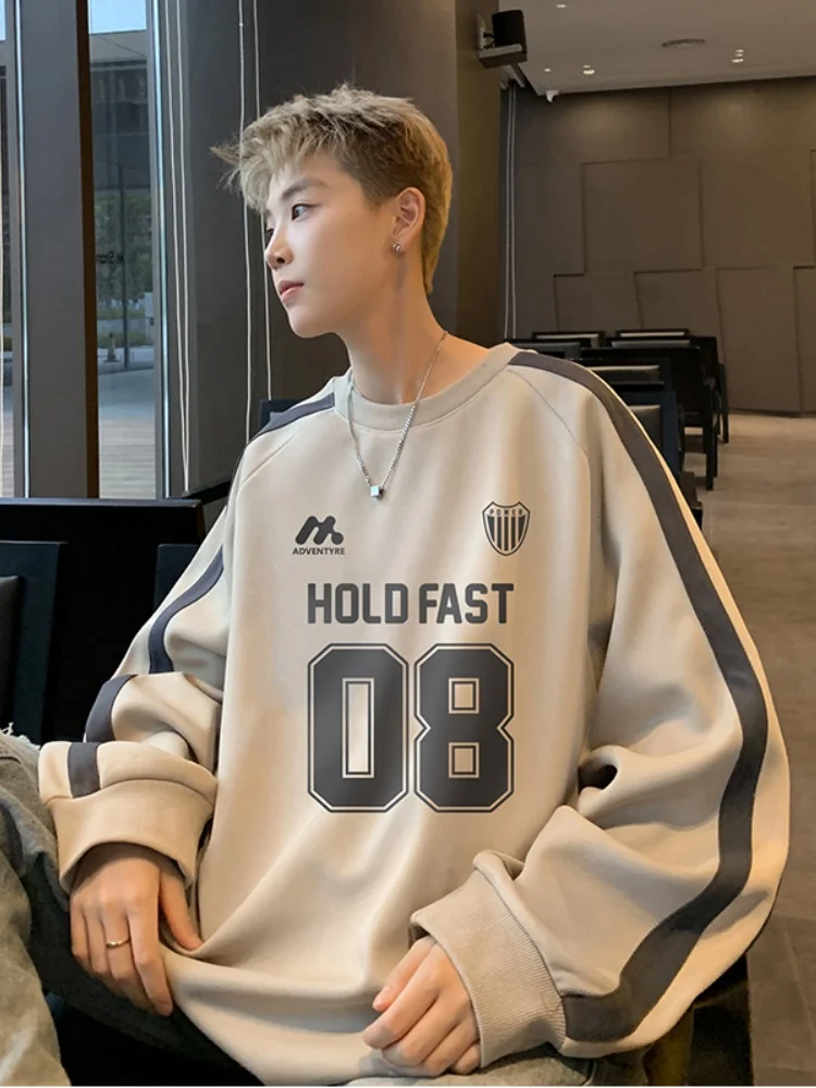 

Американский ретро-свитшот для мужчин, новинка 2024 года, весенне-осенний, с длинным рукавом, круглым вырезом, подростковый гоночный костюм-куртка