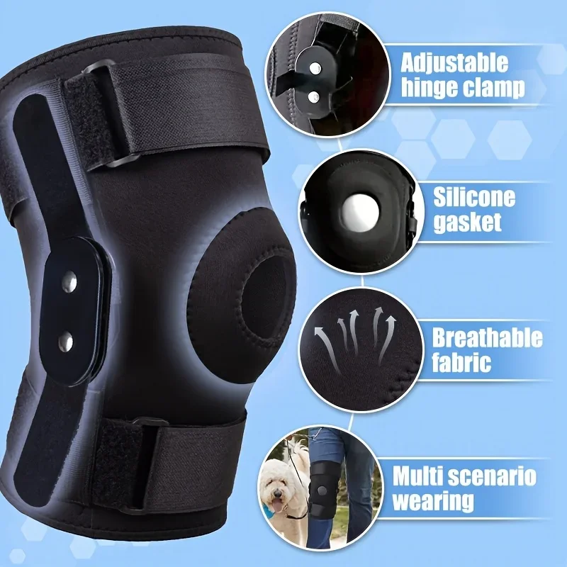 Adjustable Knee Brace with Side Stabilizers and Patella Gel Pads