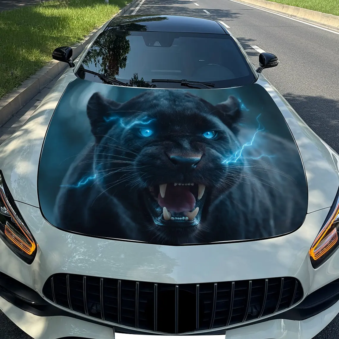 

Синеглазый леопардовый дизайн молнии, наклейки на капот автомобиля, крутые узоры, упаковка, пленка для модификации автомобиля, детали, аксессуары, персонализация