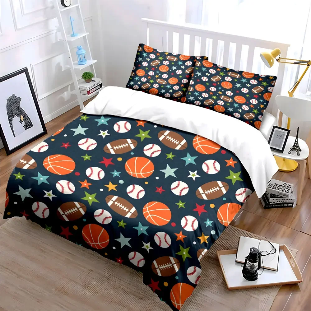 Sports Pattern Three-Piece Set Multiple sizes kid's and adults' bedroom Exquisite 3PC bedding set, gift