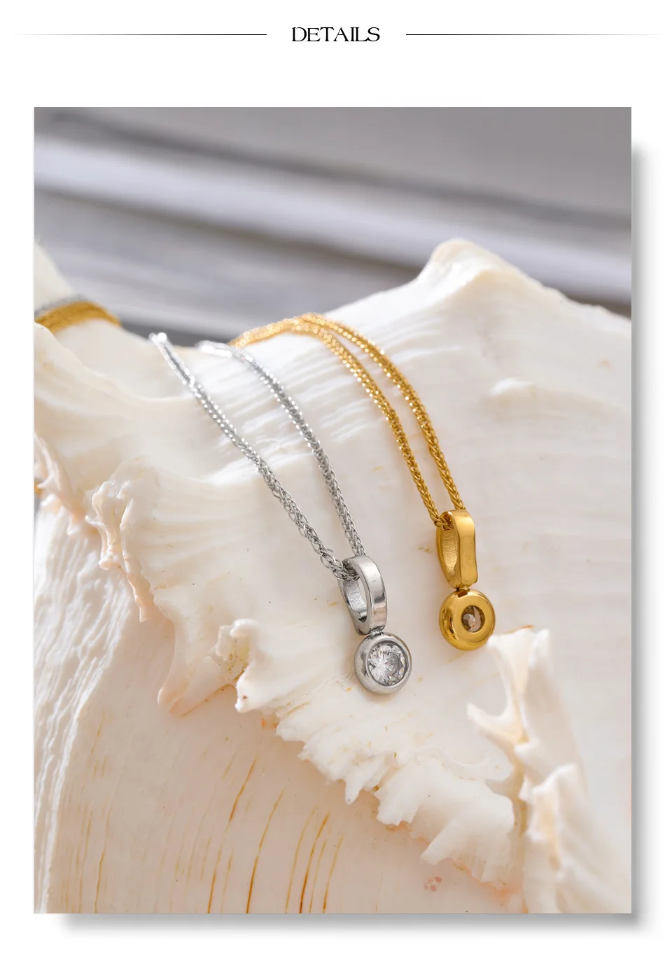 Yhpup Edelstahl Kleine Exquisite CZ Zirkonia Anhänger Halskette für Frauen Trendy Fashion Chic Kragen Schmuck Empfehlen Geschenk – Detail 7