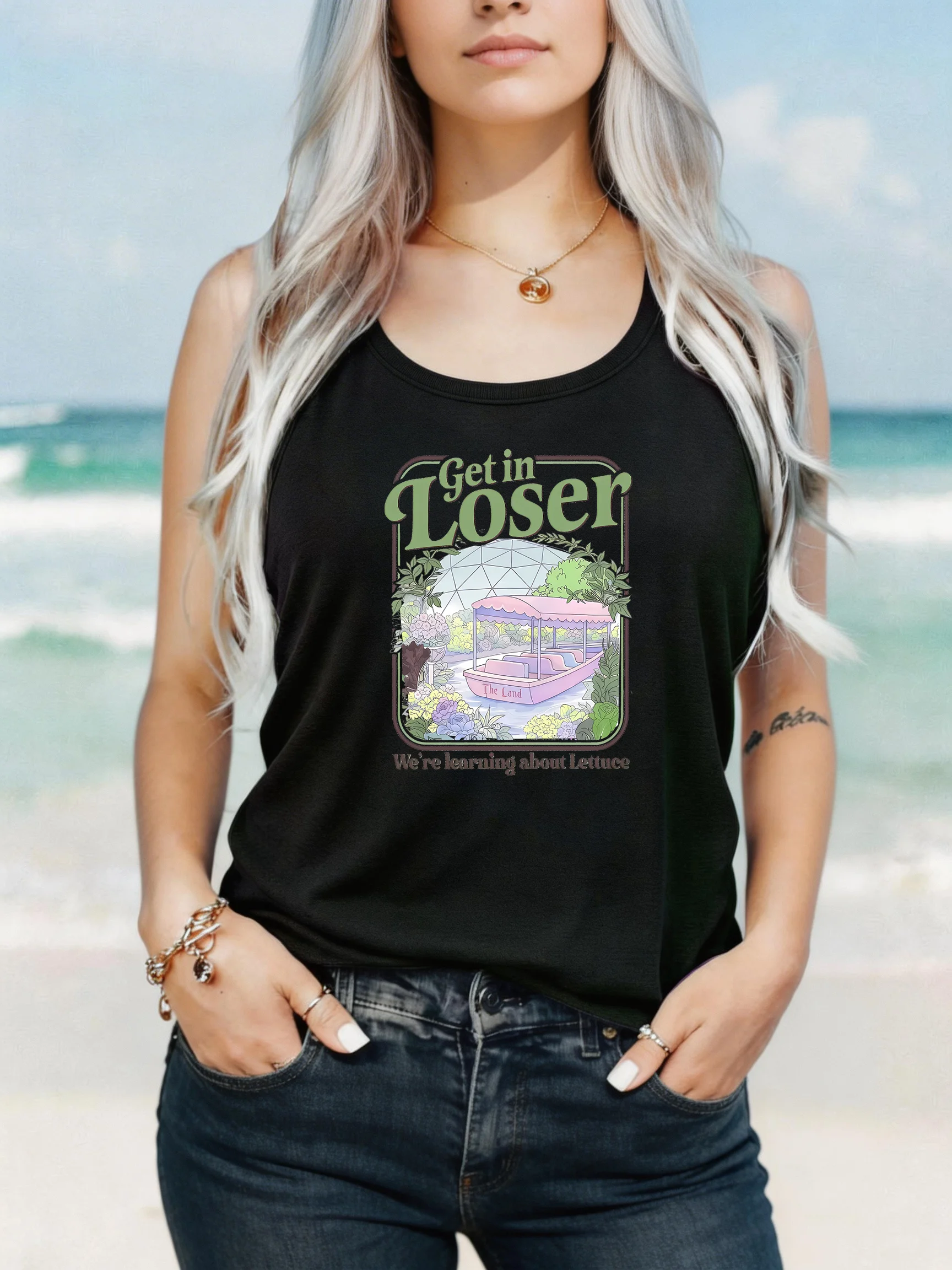 

Loose Fit Printed Pocket T-Shirt for Women with Ribbed Collar round Neck 1-8XL plus Size Comfortable Casual Vest