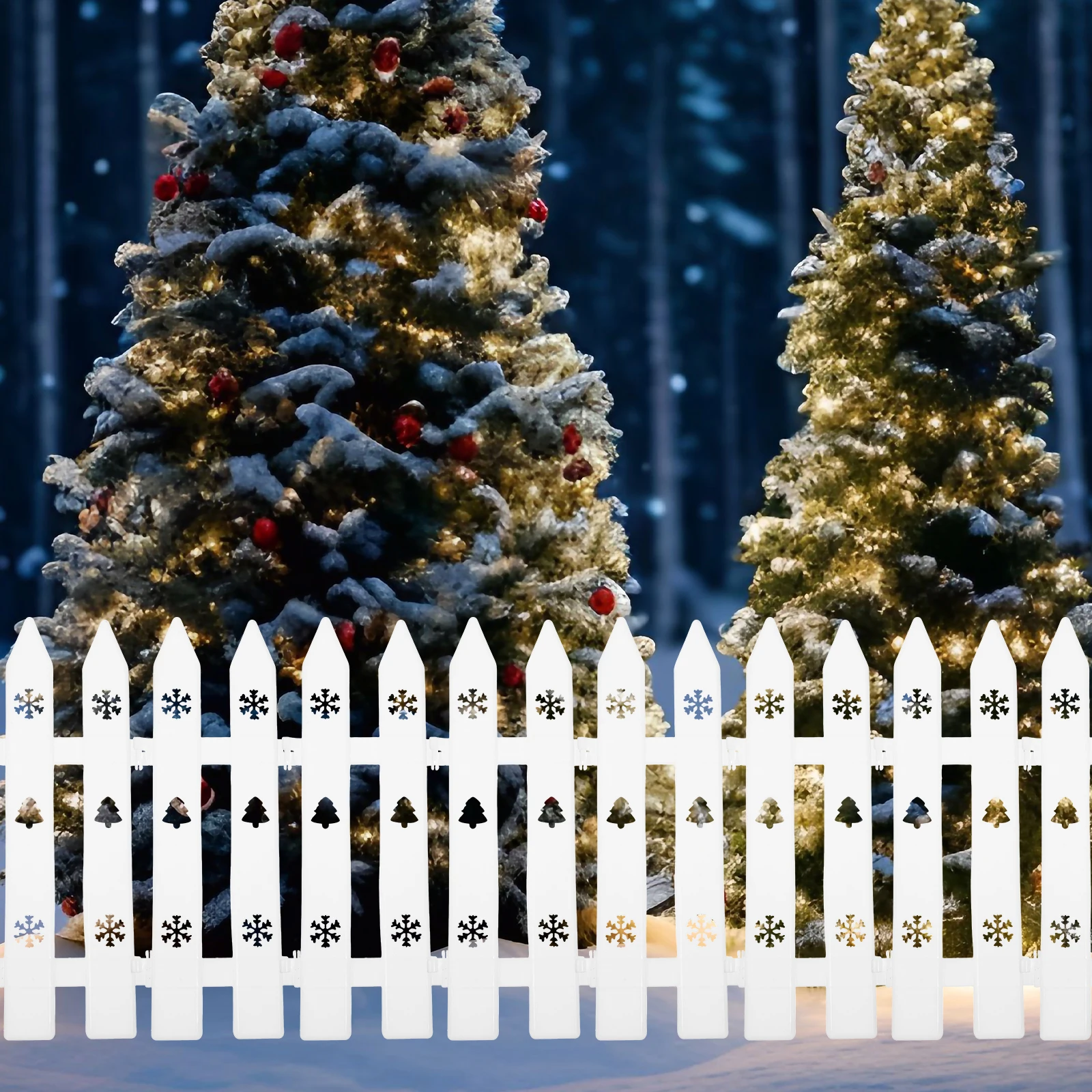 

20Pcs Plastic Fence Christmas Tree Decorative Garden Border Panel Outdoor Lawn Courtyard Partition Fence Garden Decoration