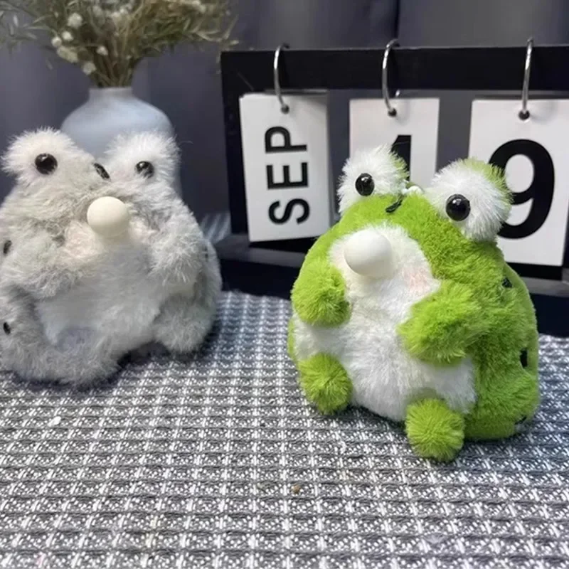 

10cm Little Frog That Can Squeak and Spit Bubbles Handmade Diy Plush Doll Pendant Key Chain Material Package for Girlfriends