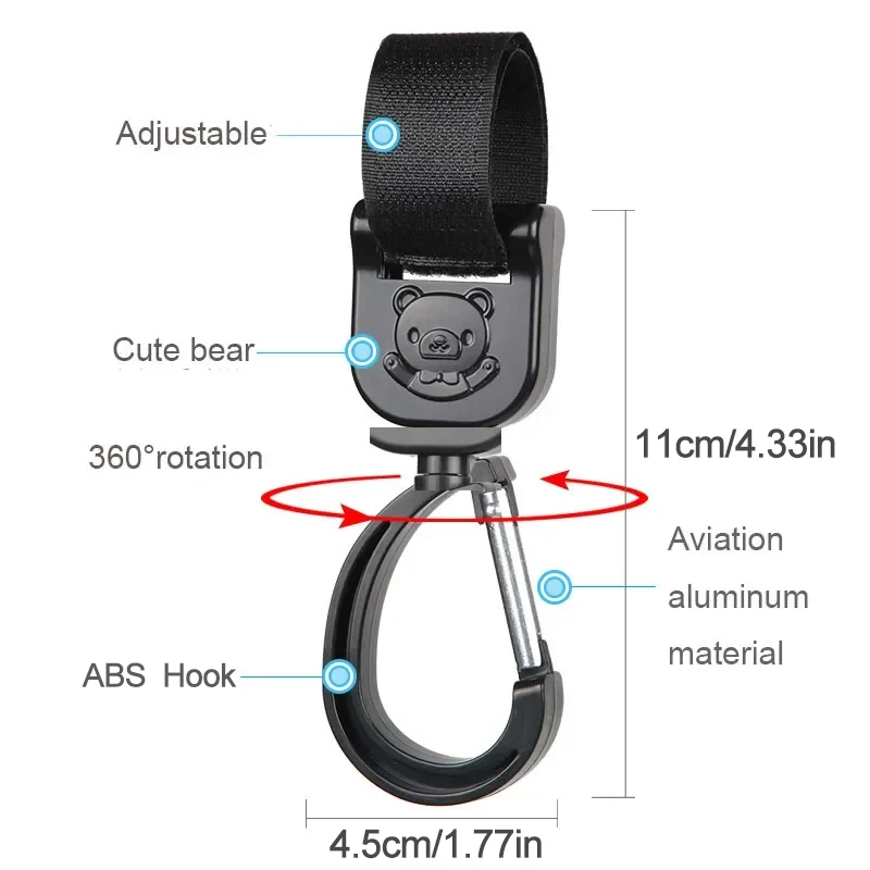 

2Pcs Baby Pram Hooks Rotate Hanging Bag 360 Degree Cart Organizer Storage Bag Hanger Universal Outdoor Stroller Accessories