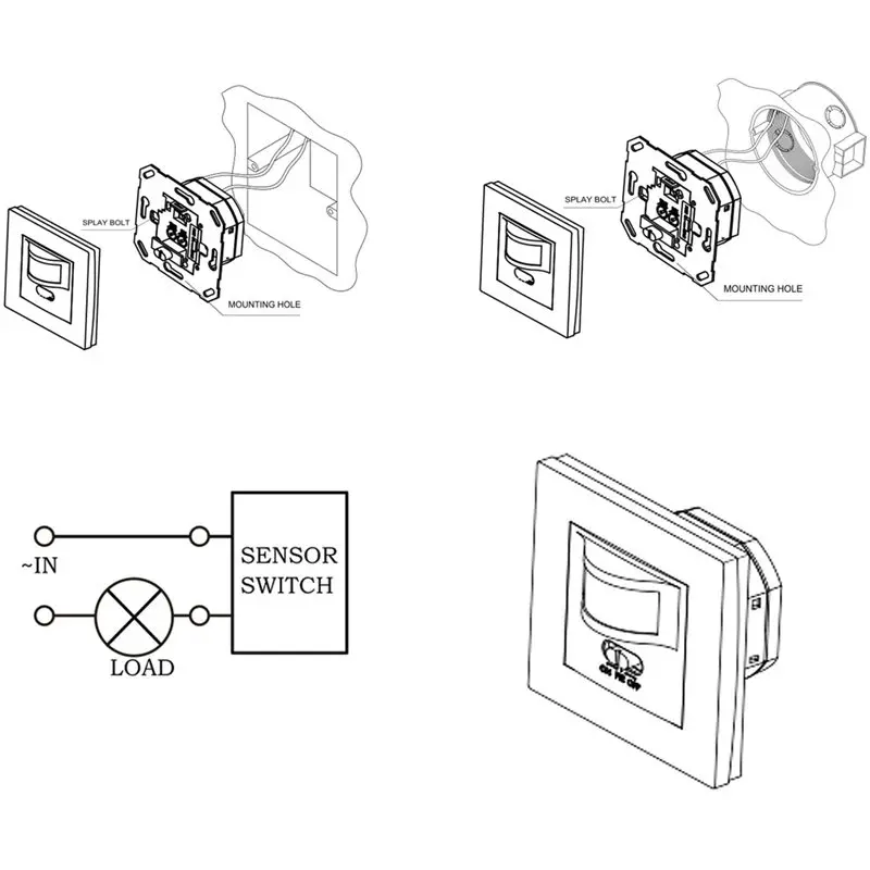 Smart Portable Wall Mounted Infrared PIR Motion Sensor Switch 110-240V Load 7-10M Distance Control System