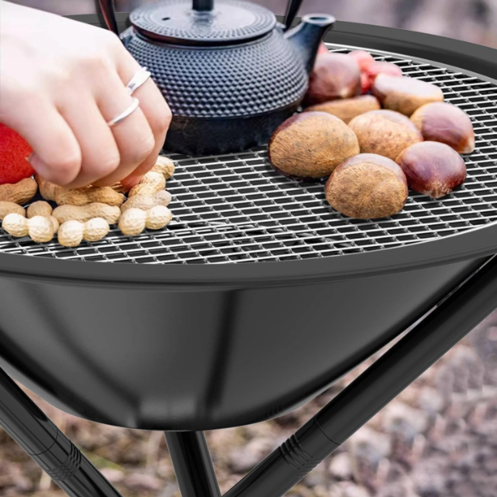 Camping Cooking Open Fire - Grille de cuisson pliable en acier