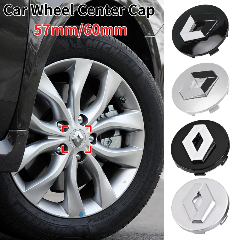 4PCS 57mm 60mm Car Wheel Center Hub Cap Stickers Styling For Renault RS Koleos Captur Kadjar Megane Clio Talisman Scenic Arkana