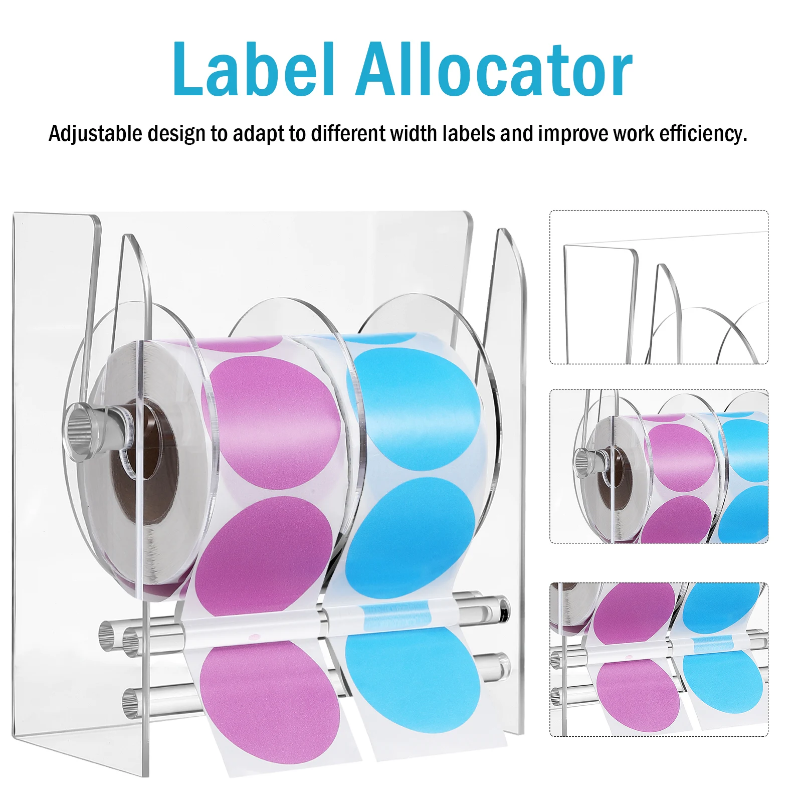 Sticker Dispenser Adjustable Label Dispenser For Office Home Clear Acrylic Sticker Roll Holder Sticker Organizer Label supplies #2