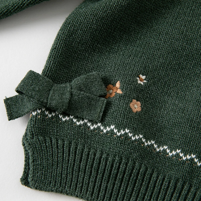 Dave Bella Kids Girls Cardigan Sweaters Lovely Knitted Sweater Green Cotton Sweatshirt Autumn Coat 2 to7 Year DB3222812