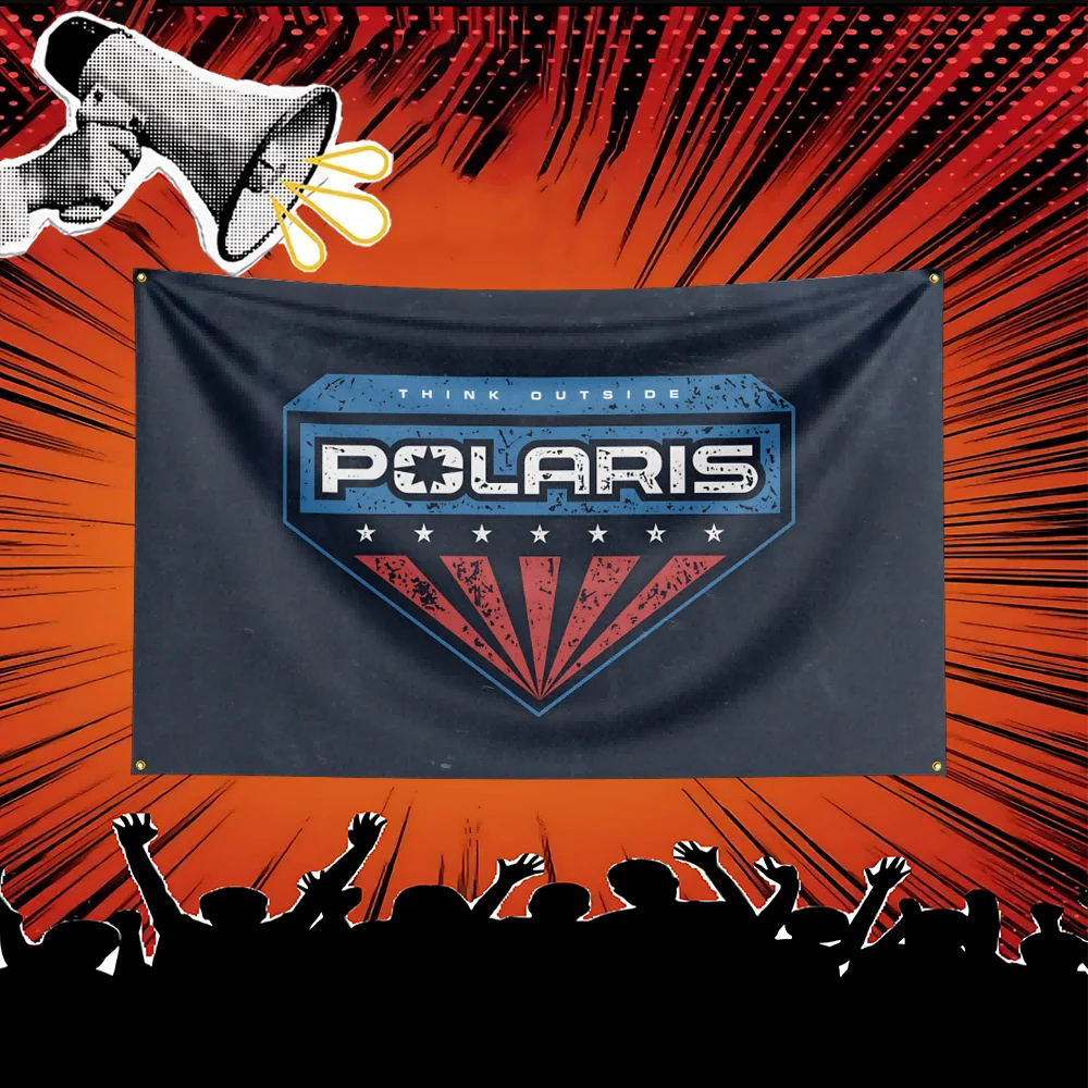 Polaris Motorcycle Flag 3x5 FT Polyester Banner For Garage Man Cave Wall Decor Biker Gift