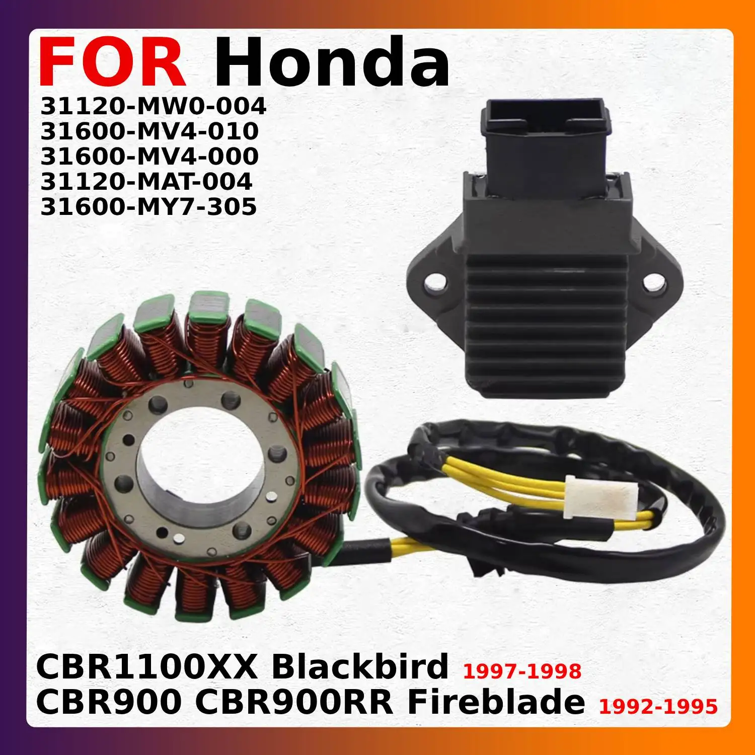 

Motorcycle Magneto Stator Coil +Voltage Regulator Rectifier For Honda CBR1100XX Blackbird 1997-1998 31120-MAT-004 31600-MY7-305