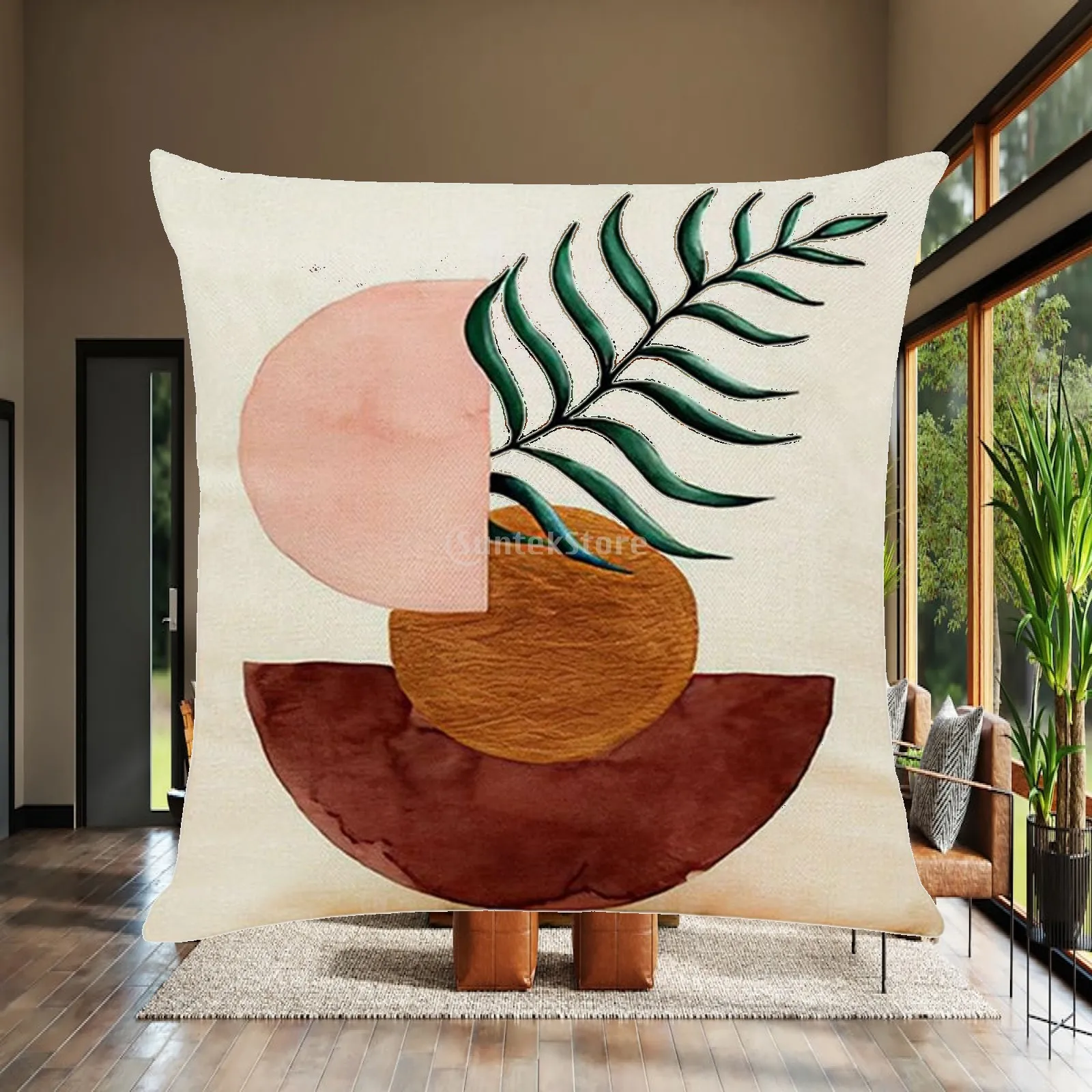 Decorative Pillow Case Linen Texture Square Cushion Cover for Living Room Bedroom Hotel Car Art Painting Throw Pillowcase