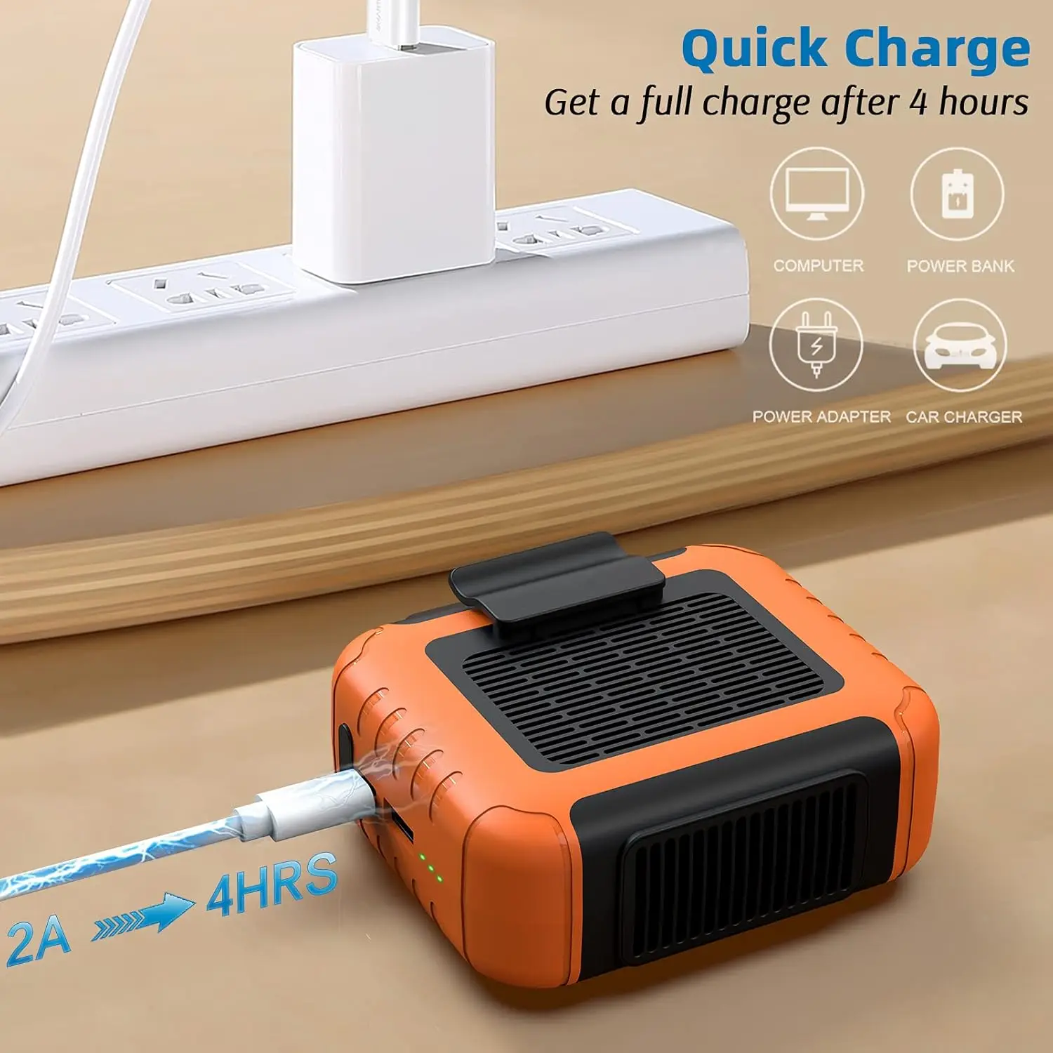 Tragbarer Taillenclip-Ventilator, wiederaufladbar, batteriebetrieben, persönlicher, freihändiger USB-Gürtelventilator für Kleidung, Hemd, Bauernhof, Arbeit, Wandern