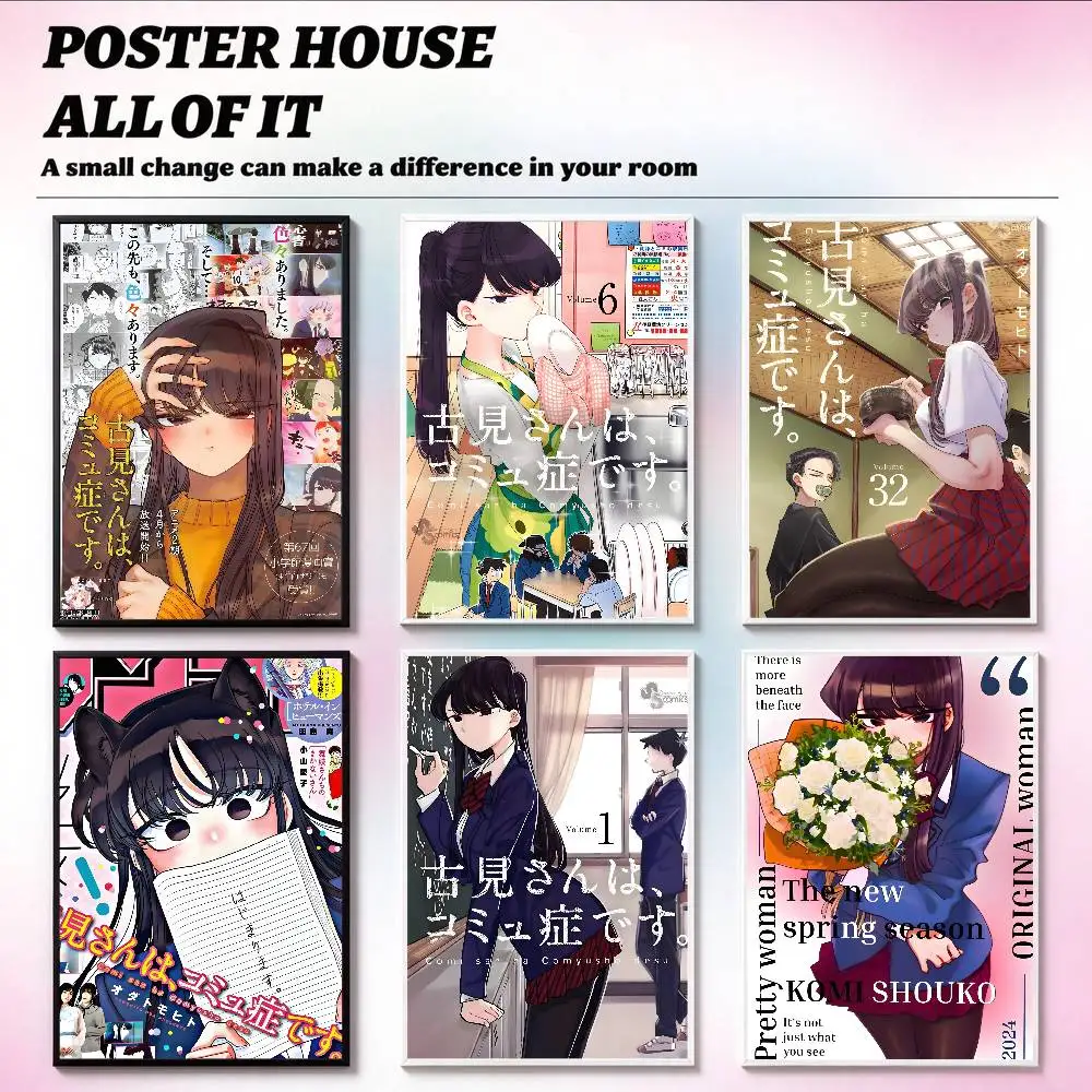 Pop-Anime Komi Can Not Communicate-K Poster Waterproof Wall Art Sticker For Bar Living Room Vintage Decor High Quality Print
