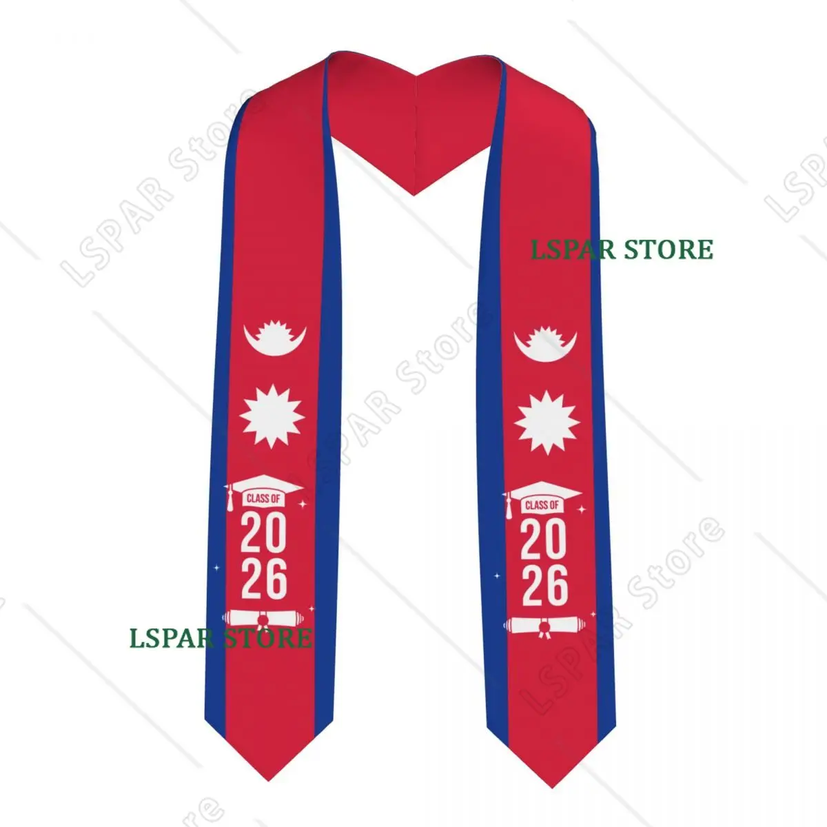 

Class Of 2026 Nepal Flag Graduation Stole Sash Scarf For International Students Proud 183CM Long