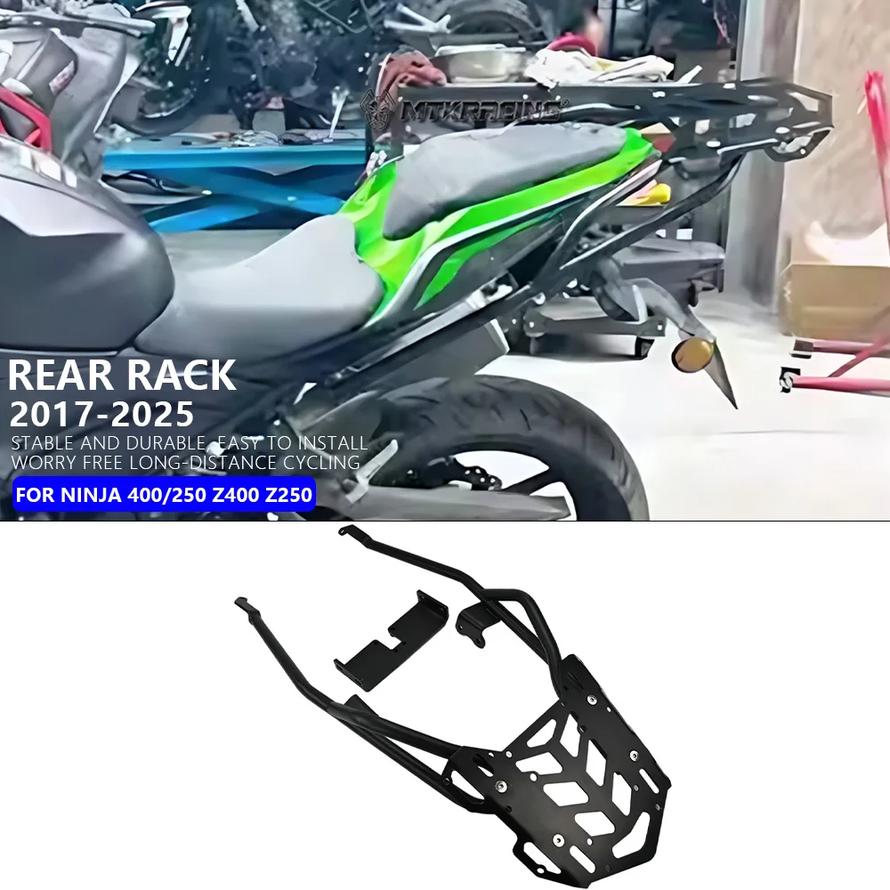 

For KAWASAKI NINJA 400/250 Z400 Z250 2017-2025 Motorcycle Rear Carrier Luggage Rack Cargo Shelf Top Case Holder Bracket