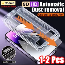 1-2pcs 8K Oleophobic Coating Dust free Installation Screen Protector For iPhone 13 11 12 14 Pro Max Mini X XR 15 Anti Spy Glass