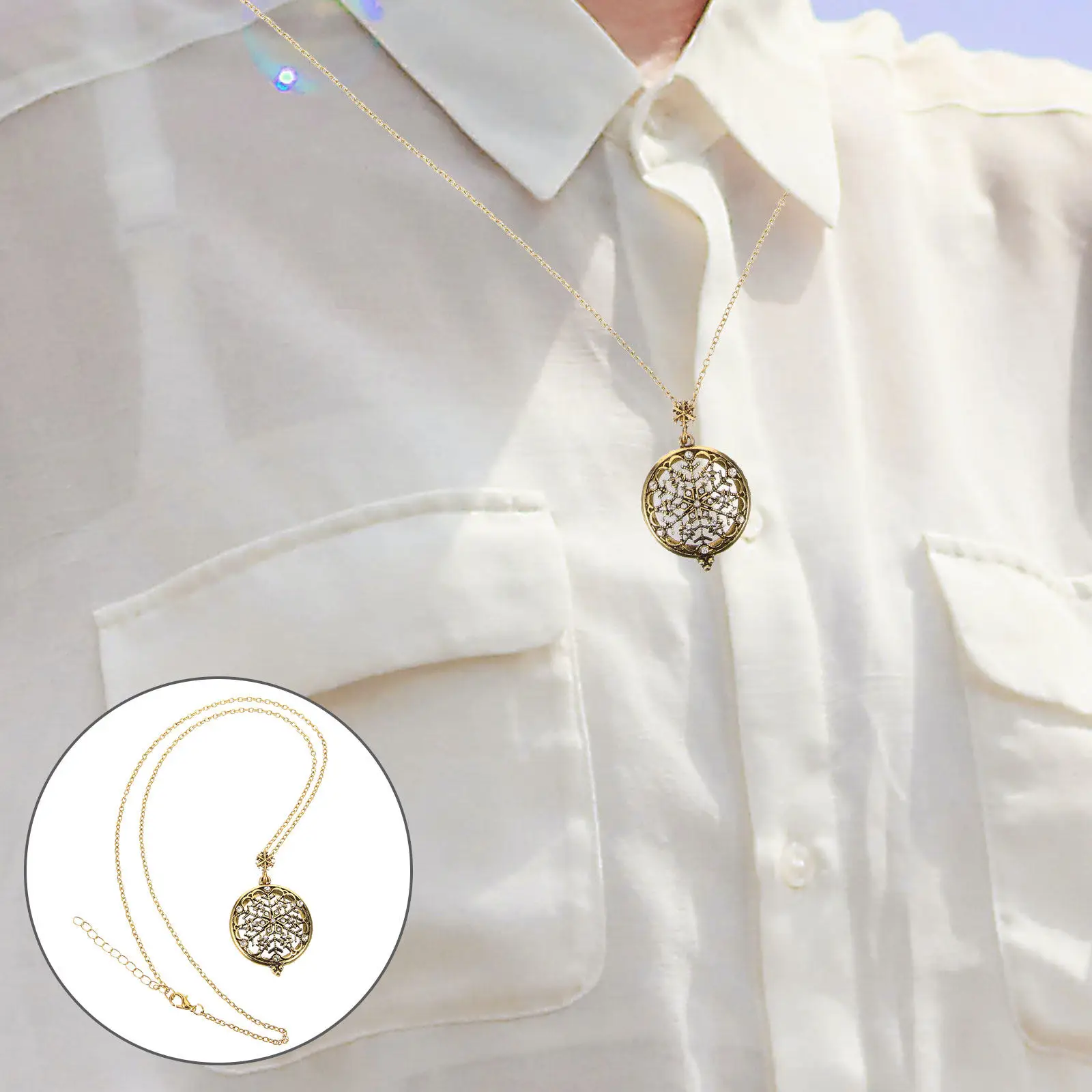 Fashionable Magnifying Glass Necklace for Women Retro Chic Pendant with Clear Magnification Lens Sweater Chain Daily Wear Gift