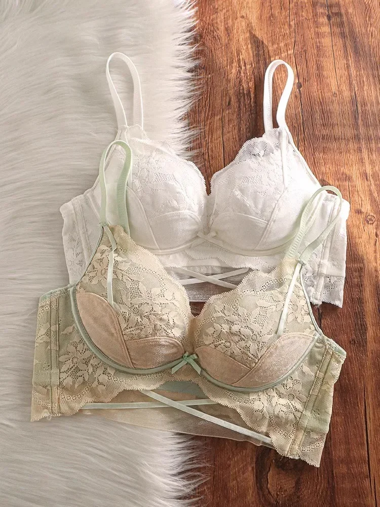 BANERDANNI Damen-Dessous-Set aus leichter Luxus-Spitze, gepolsterter Push-Up-BH und Höschen-Set, kabellos, Anti-Durchhängen, Komfort, sexy Unterwäsche