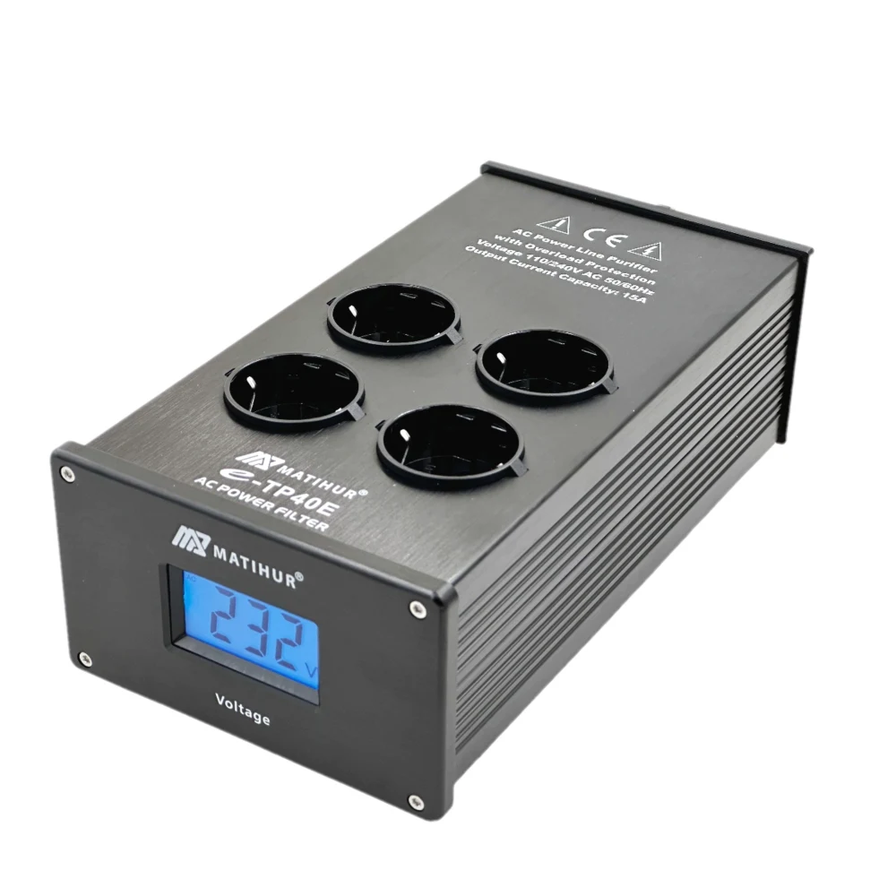 MATIHUR e-TP80 Audioruis Wisselstroomfilter Power Conditioner Power Purifier Overspanningsbeveiliging met EU-stopcontacten Stekkerdoos