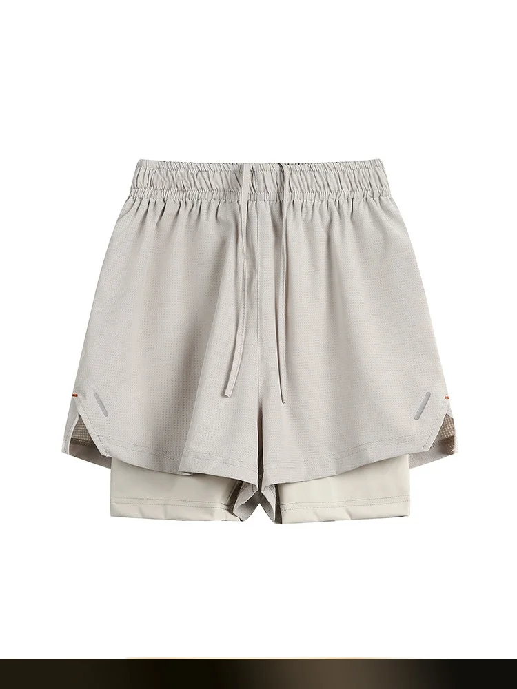 

Американские ретро-шорты для марафона 2-в-1: внутренние шорты и брюки для весеннего спорта на открытом воздухе, быстросохнущие, повседневные, молодежные, из полиэстера и спандекса