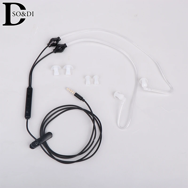 Universal 3.5mm Air Tube Earphones With Mic Anti-Radiation Binaural Music Games Earphones For Phone