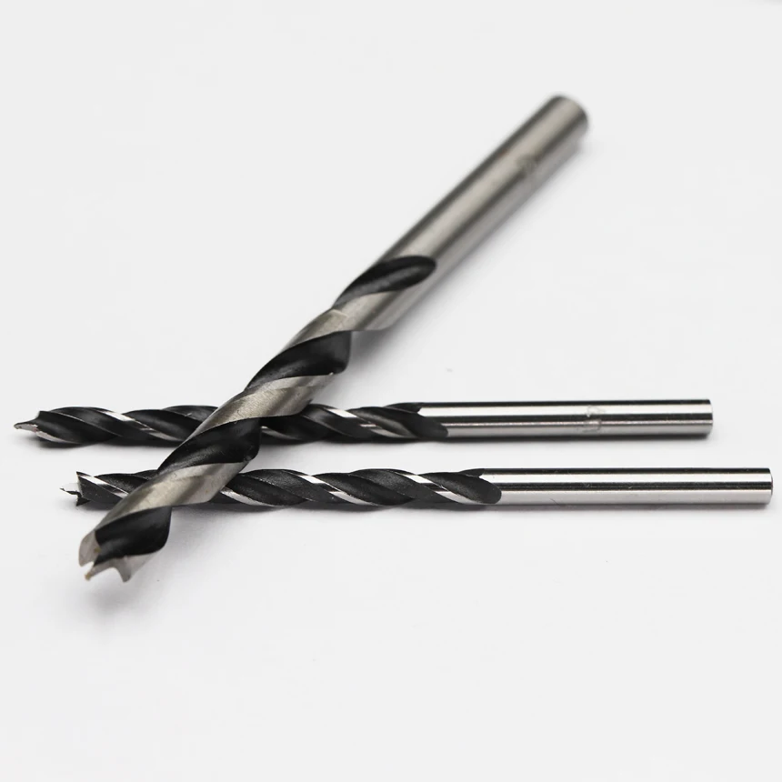 3/4/5/6/7/8/9/10/12/13/15/18-20mm Rubber Wood Woodworking Tool Straight Shank Twist Tricuspid Three Awl Brad Pointed Drill Bit