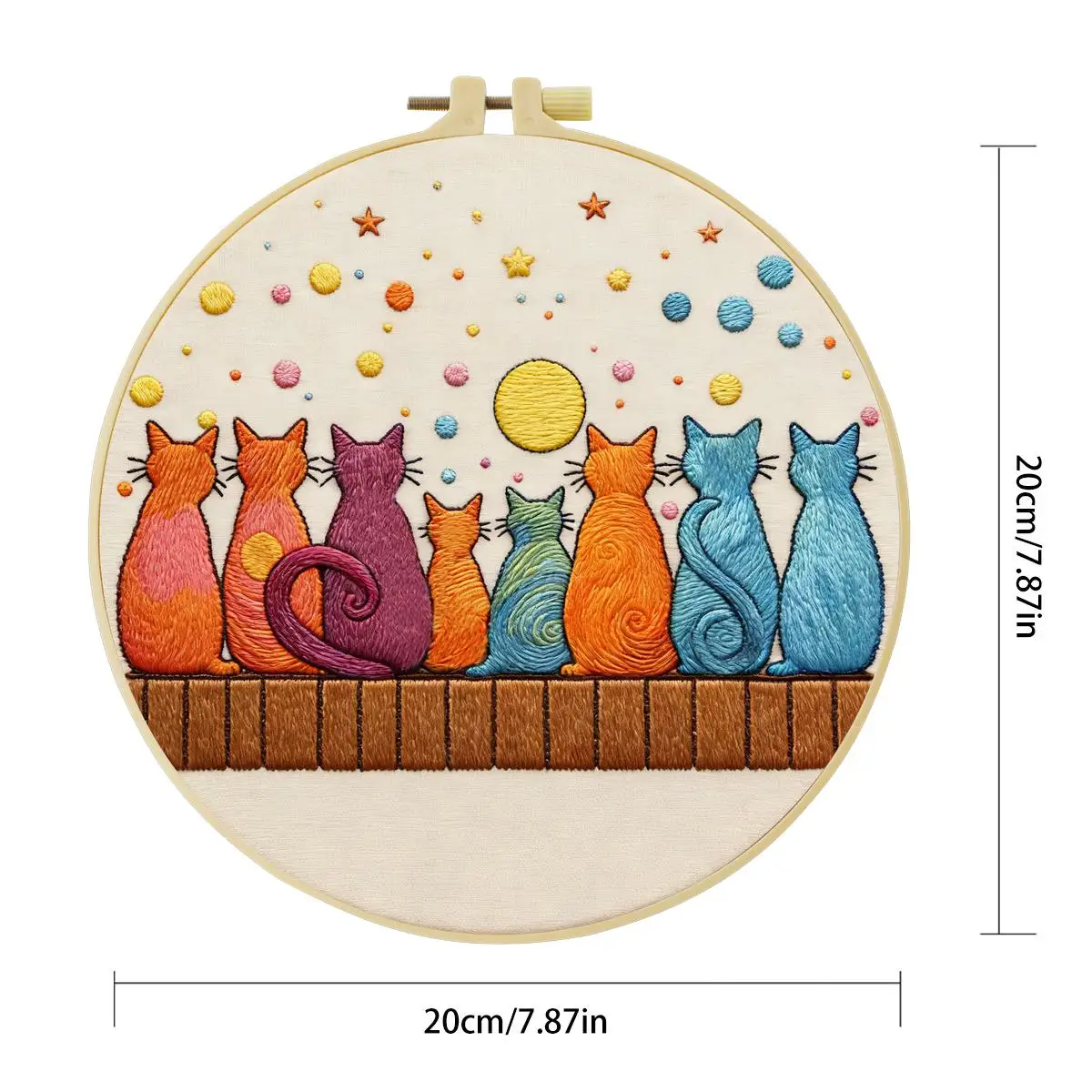 1 Stück 20X20CM/15X15CM 7,87/6,3 Zoll Katzen-Stickerei-Starter-Kit DIY-Kit DIY-Stickerei-Set Handarbeiten Heimdekoration – Detail 3