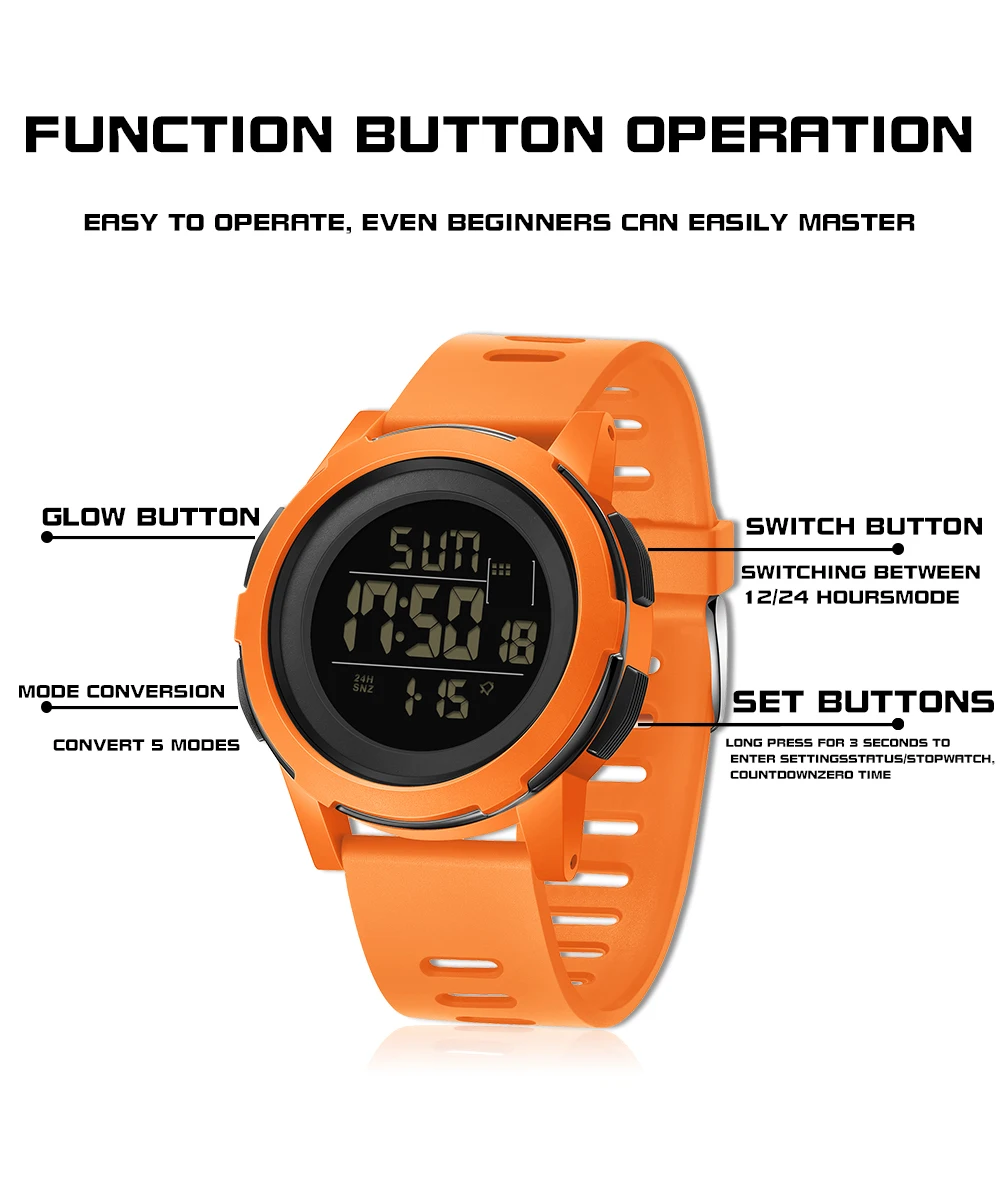 SANDA 2188 LED مقاوم للماء الرقمية الإلكترونية رجالي ساعات المعصم رقيقة جدا للصدمات ساعة رياضية للرجال العسكرية Reloj Hombre