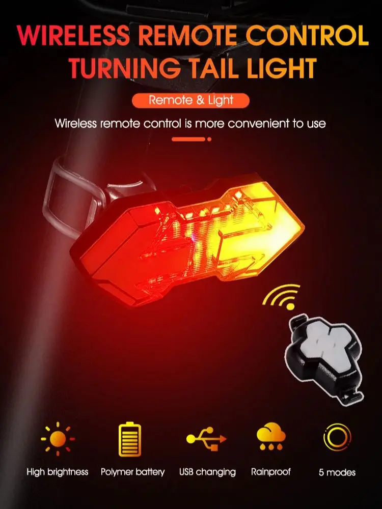 AliExpress West Biking WEST BIKING USB Rechargeable Bike Turn Signal Light Remote Control Direction Indicator with Horn MTB Cycling Taillight