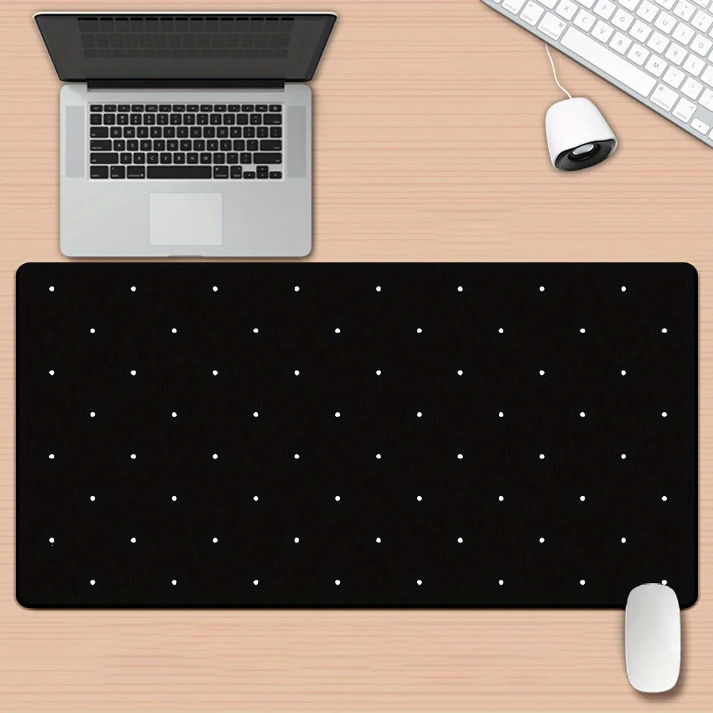 

Black White Polka Dot Large Gaming Mouse Pad XXL Extended Desk Mat Minimalist Spot Decor