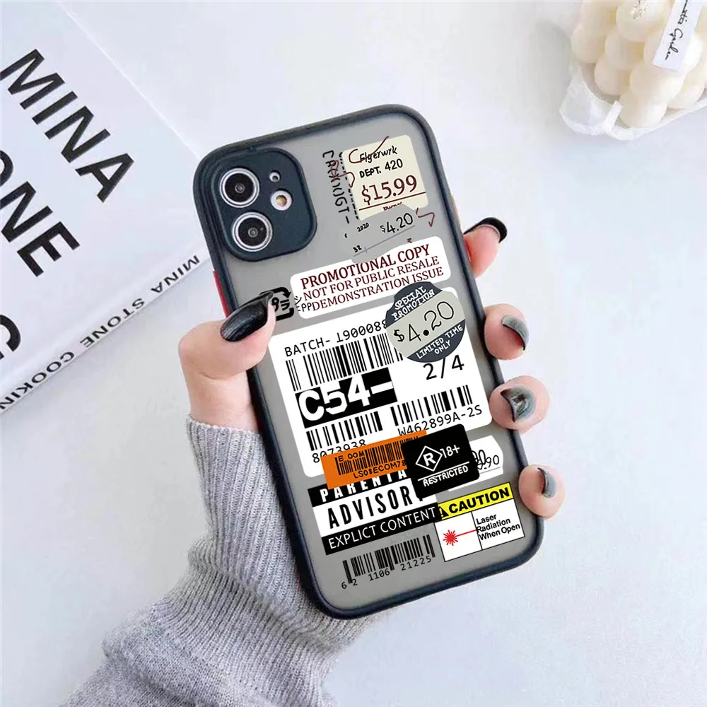 For iphone 16 15 Pro 14 13 12 11 7 8 Plus XS Max XR Travel Luck DDhl Logistics label Frosted Translucent Cover Black Phone Cases image 3