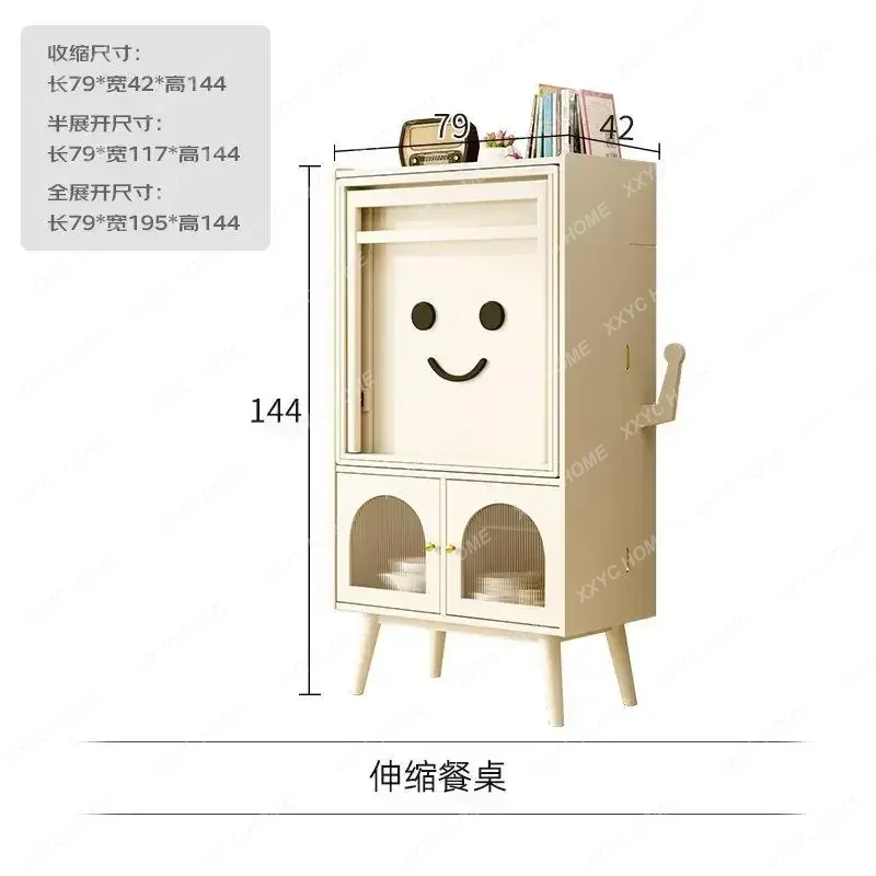 

Folding Dining Table Sideboard Cabinet Integrated Multifunctional Solid Wood Dining Tables And Chairs Retractable Kitchen