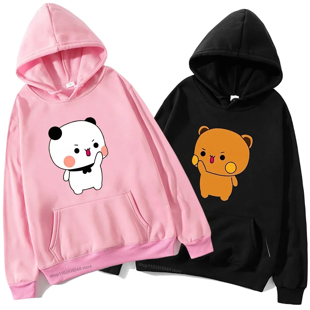 Couple Hoodies Bubu with Dudu Swearshirts Cartoon Cute Panda and Brownie Bear Clothes Men Women Pullover Kawaii Y2k Top Winter