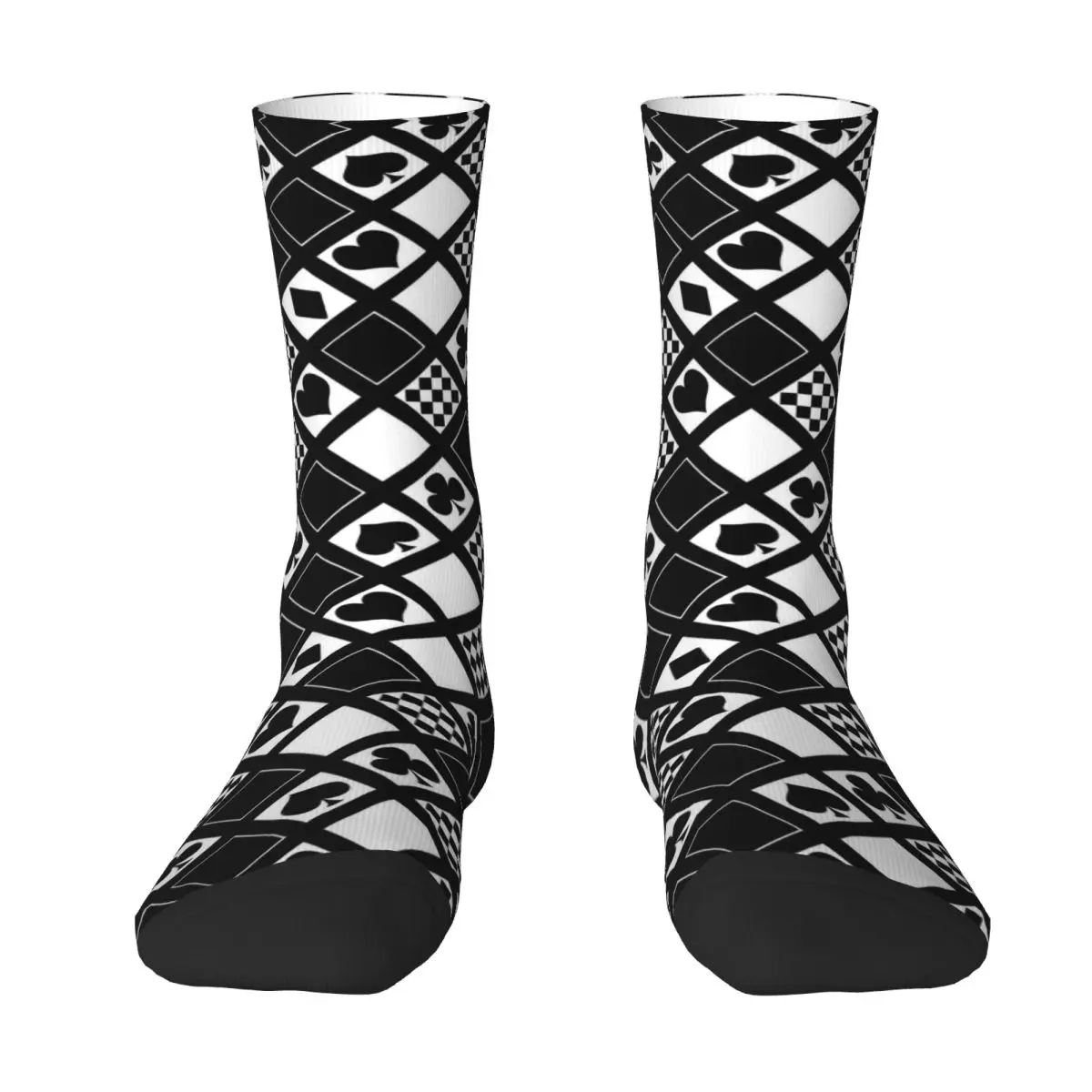 Casino Playing Cards Stockings Girls Hearts Crosses Print Socks Quality Socks Winter Running Anti Bacterial Pattern Socks Gift