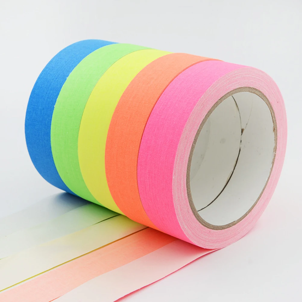 

6 Pieces Fluorescent UV Cotton Tape Colorful Non Reflective Wall Film Photographic Stage Prop Glow In The Dark