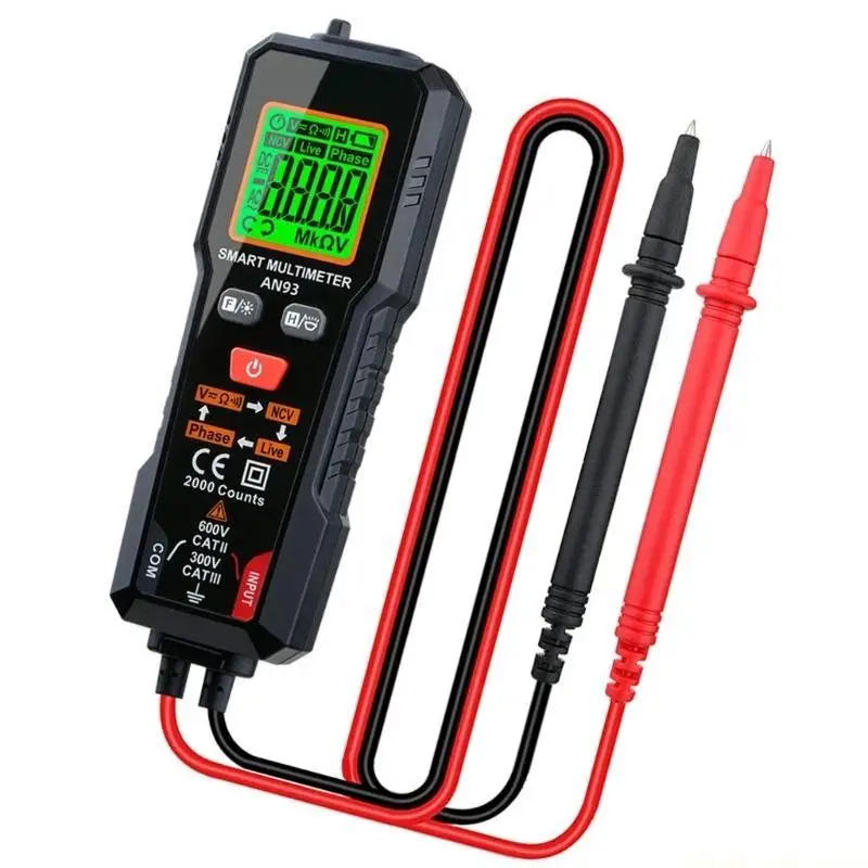 A2BE User Friendly HT93 Multimeter with Phase Test & Continuity Check Electronic Measurement Tool ABS for DIY Enthusiasts