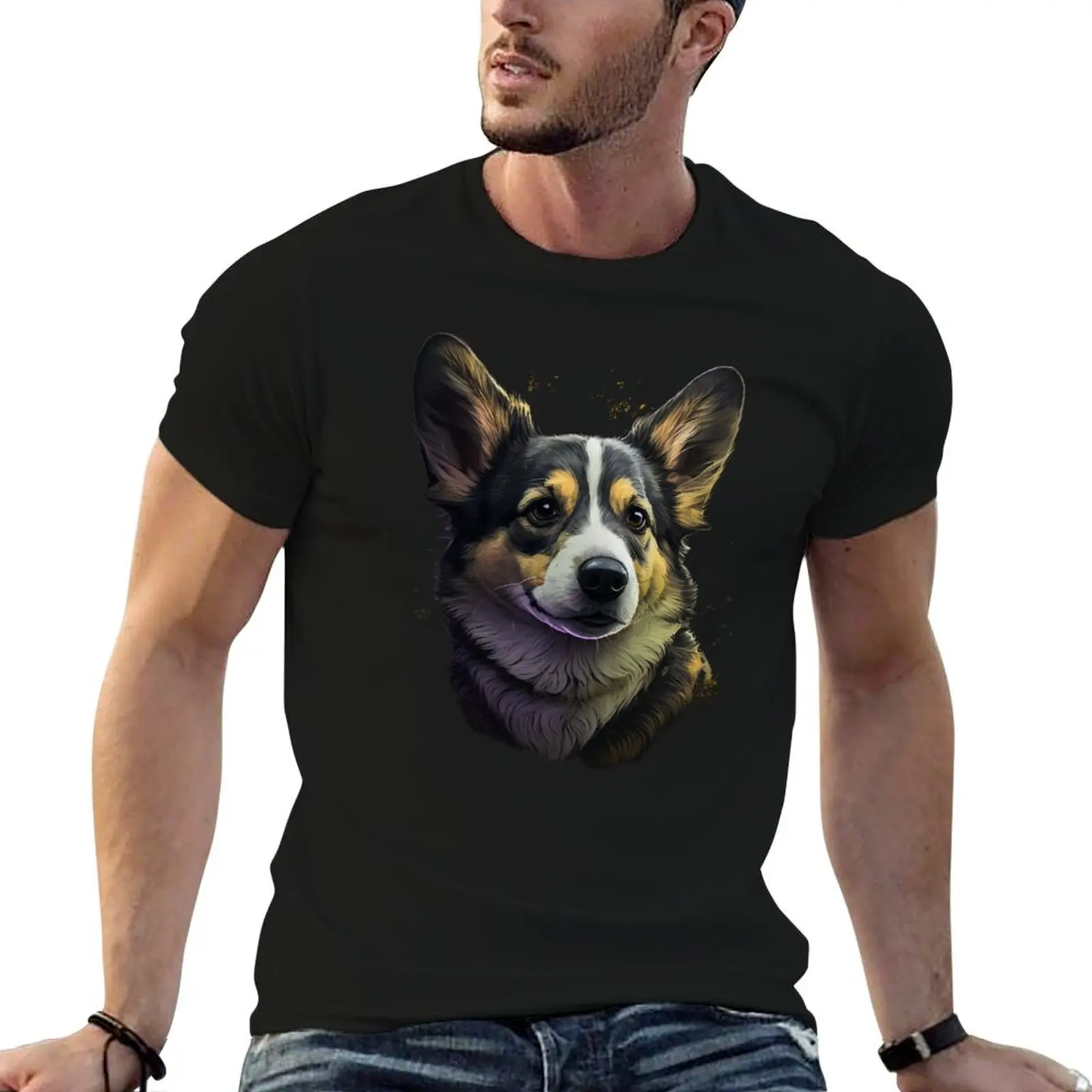 Welsh Pembroke Corgi Art Black Corgi| Dressed Corgi Puppy Gifts Trending Canvas Art Puppy Art T-Shirt t shirt for man T-Shirt