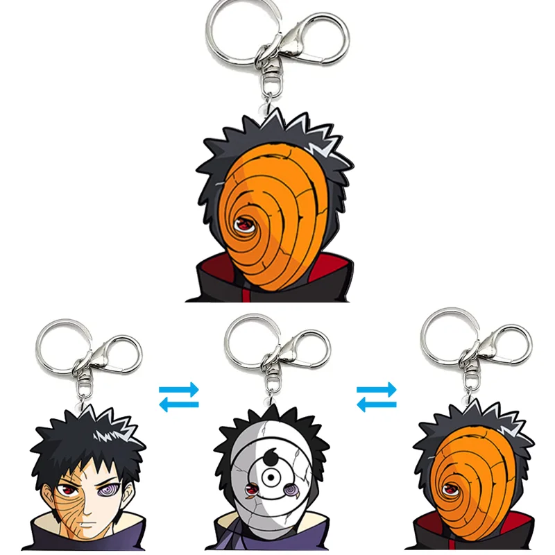 Anime Naruto Uchiha Obito Motion Key Chains Acrylic Keychains Bag Pendant Car Keyring Anime Peripherals Gift for Men Women Child