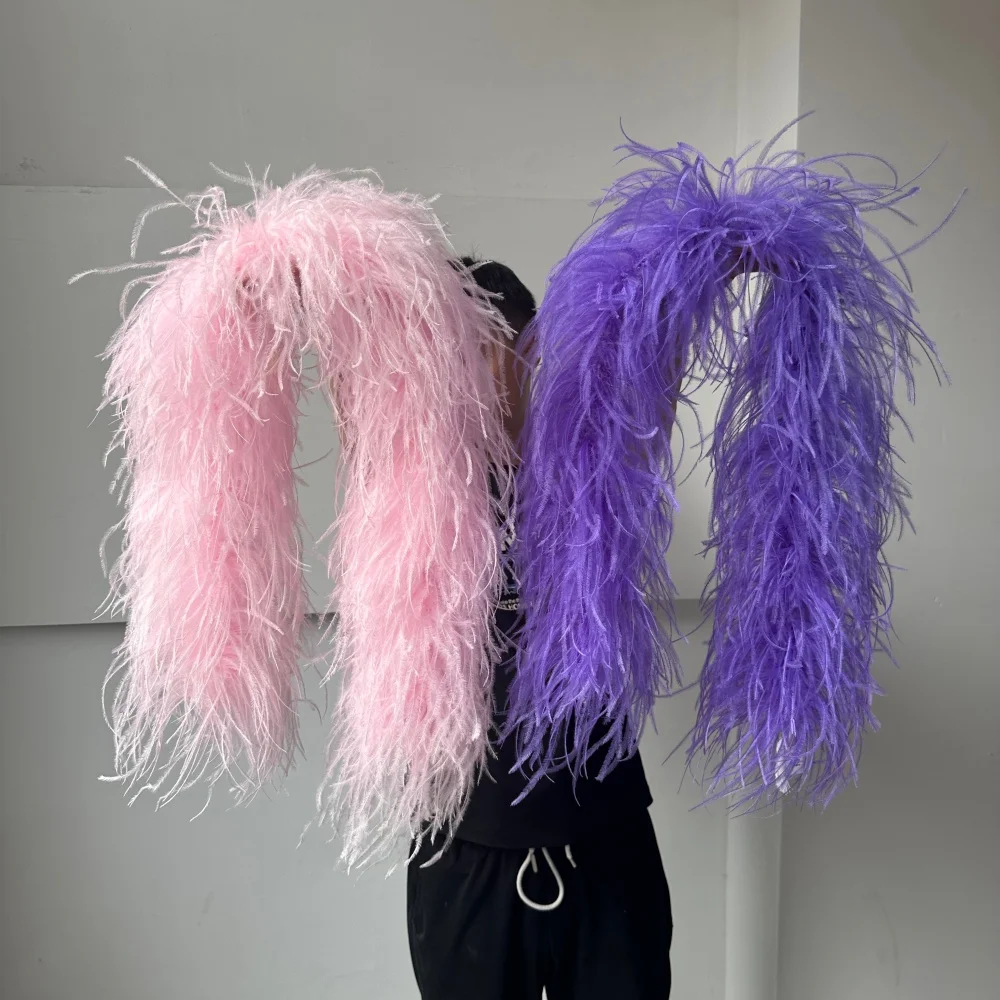 

Fluffy 1M Long Ostrich Feather Boa 2 4 6 8 10 Layers Plume Scarf For Wedding Dress Show Banquet Holiday DIY Craft Decor Supplies