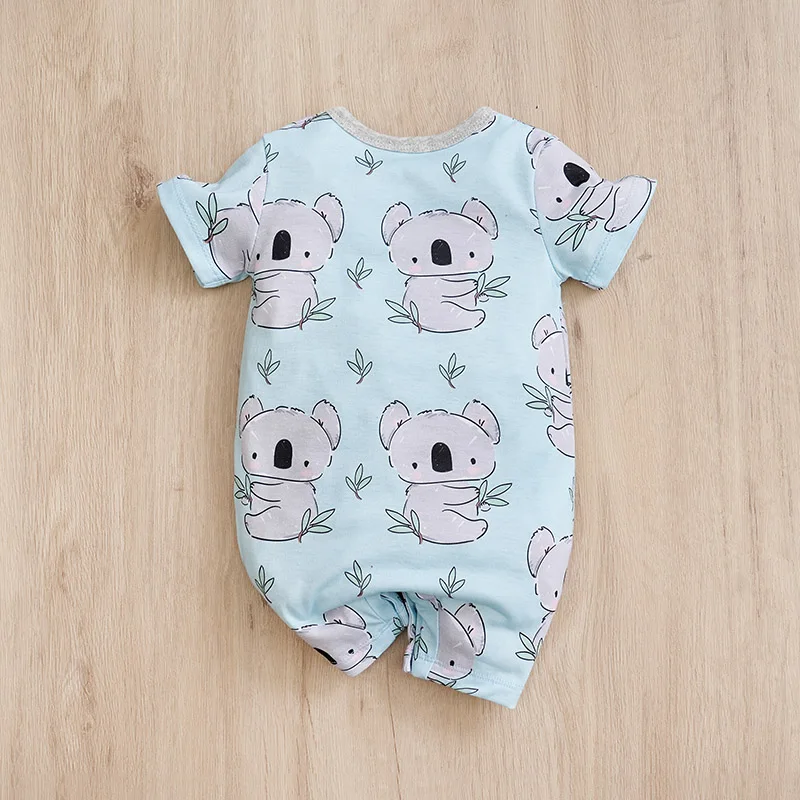 Newborn Clothing Cute Cartoon Koala Print Casual And Comfortable Soft Boys And Girls Summer 0-18 Short Sleeved Baby Jumpsuit